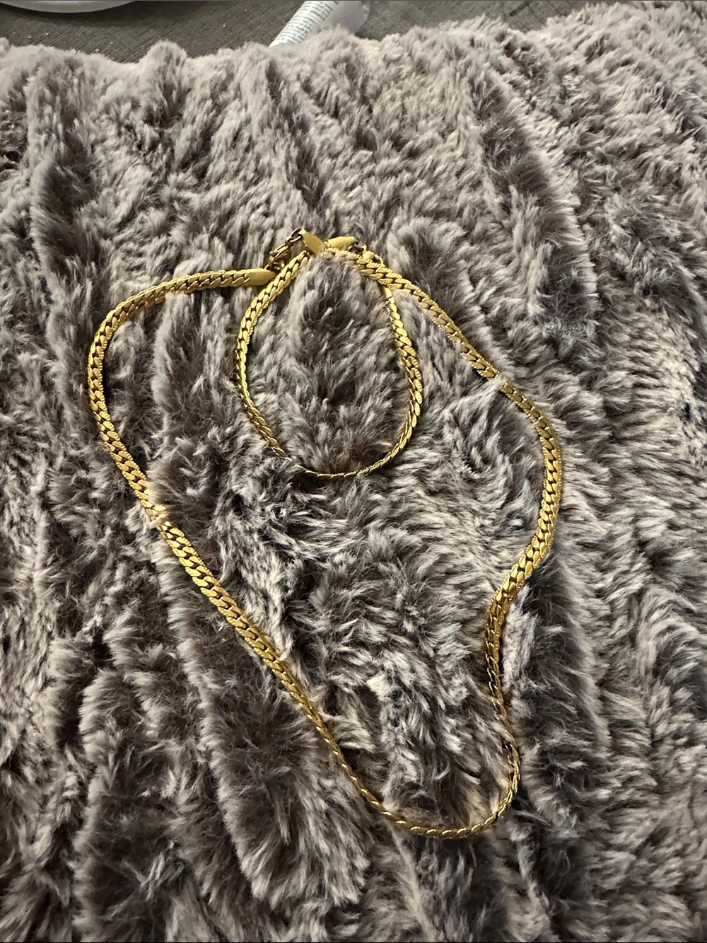 Gold-Tone Women's Cuban Link Necklace and Bracelet Set